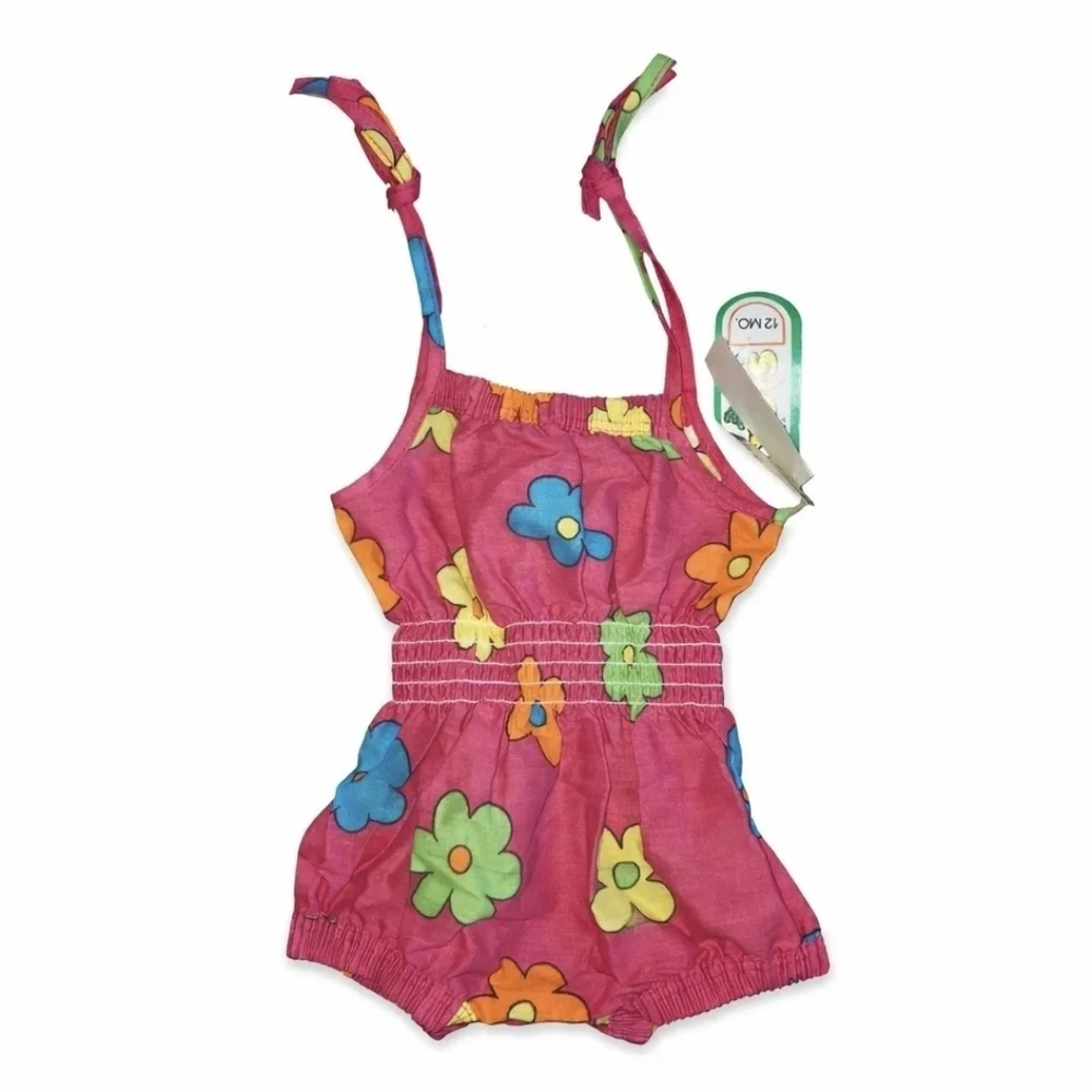 Carrots Baby Romper 12 Months NWT Floral Halter Pink Retro Summer Outfit Vintage